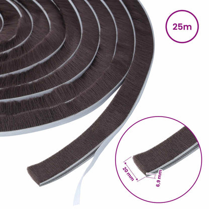 Self-Adhesive Door Brush Seal 25 m PP Brown