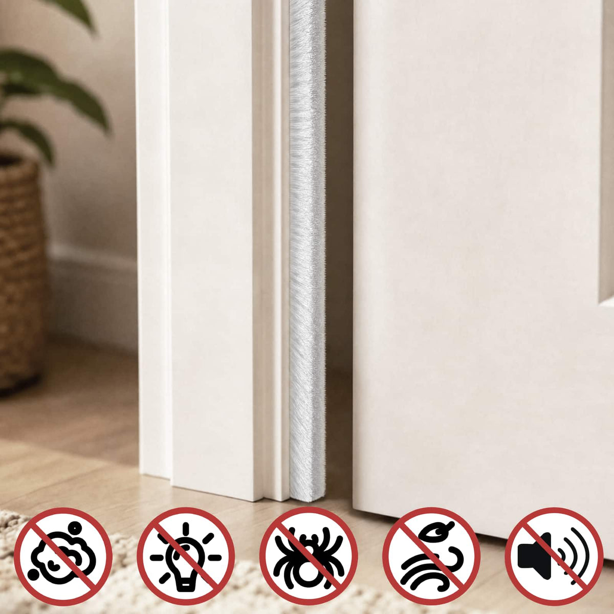 Self-Adhesive Door Brush Seal 25 m PP White