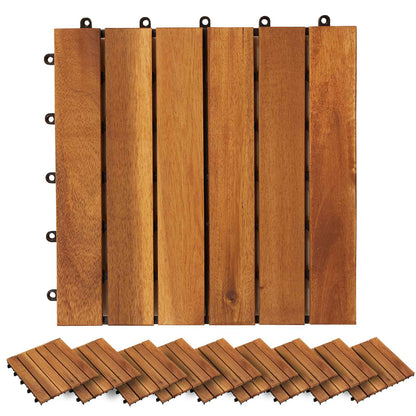 Decking Tile 20 pcs Brown 11.81 x 11.81 in Acacia Hardwood