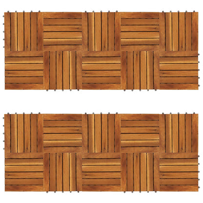 Decking Tile 20 pcs Brown 11.81 x 11.81 in Acacia Hardwood
