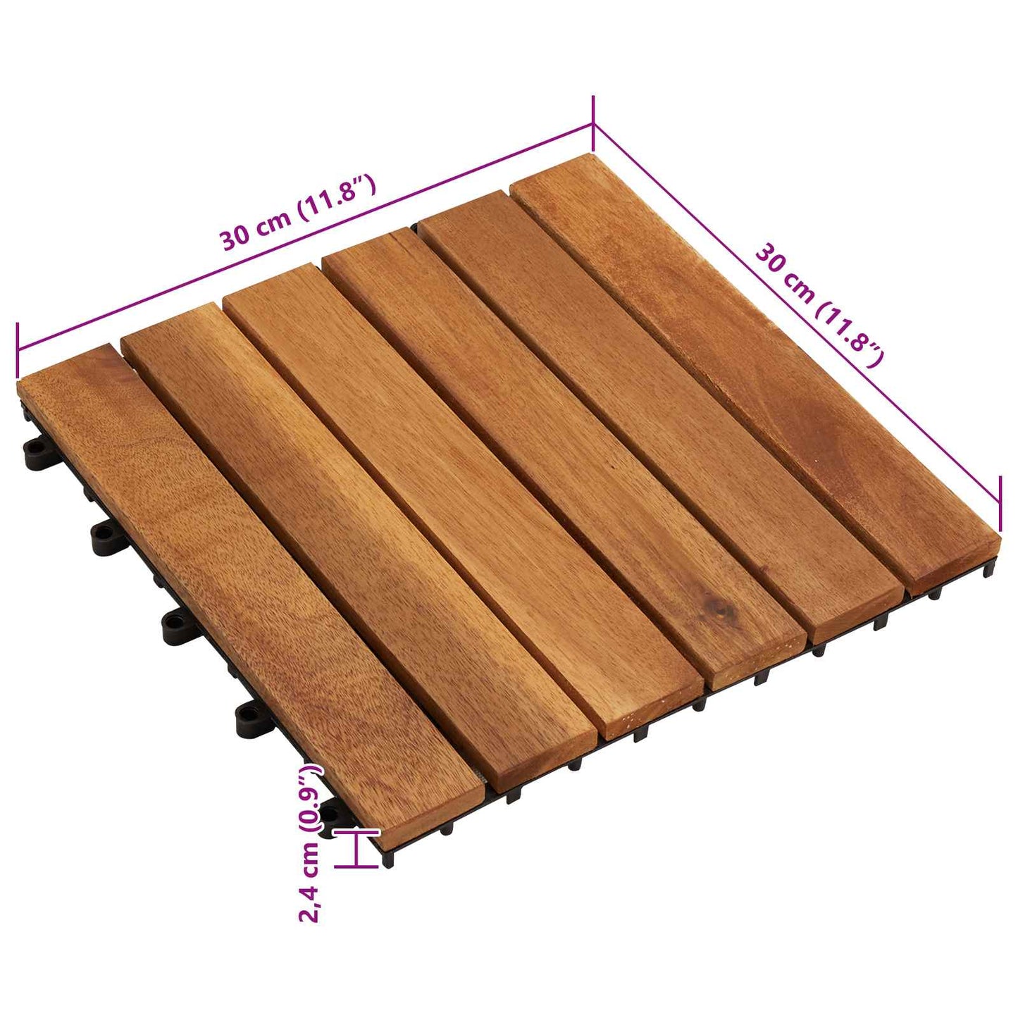 Decking Tile 30 pcs Brown 11.81 x 11.81 in Acacia Hardwood