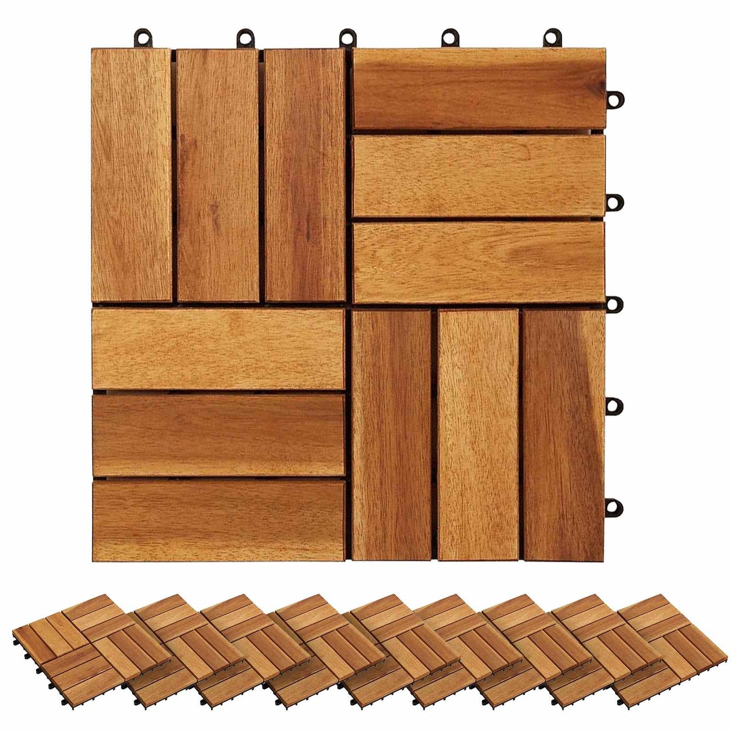 Decking Tile 20 pcs Brown 11.81 x 11.81 in Acacia Hardwood