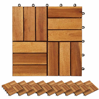 Decking Tile 20 pcs Brown 11.81 x 11.81 in Acacia Hardwood