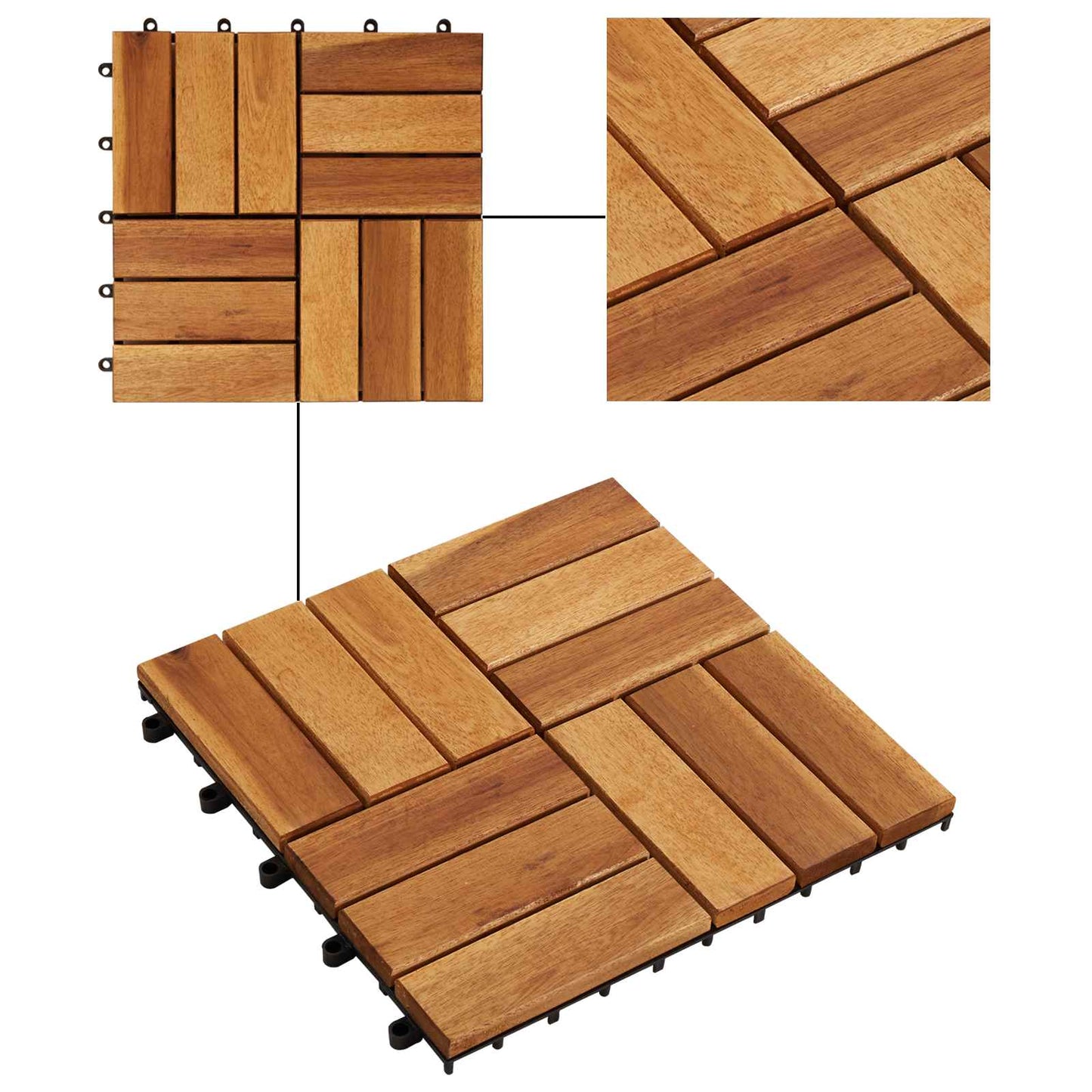 Decking Tile 20 pcs Brown 11.81 x 11.81 in Acacia Hardwood