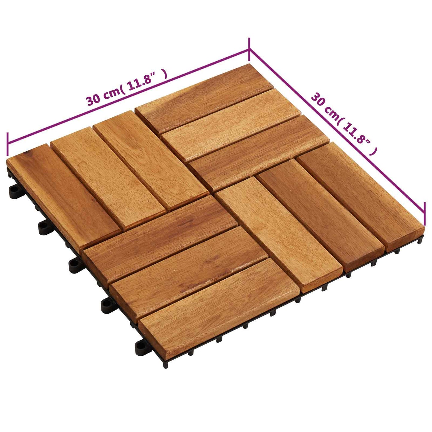 Decking Tile 20 pcs Brown 11.81 x 11.81 in Acacia Hardwood