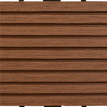 Decking Tile 22 pcs Brown 30 x 30 cm WPC