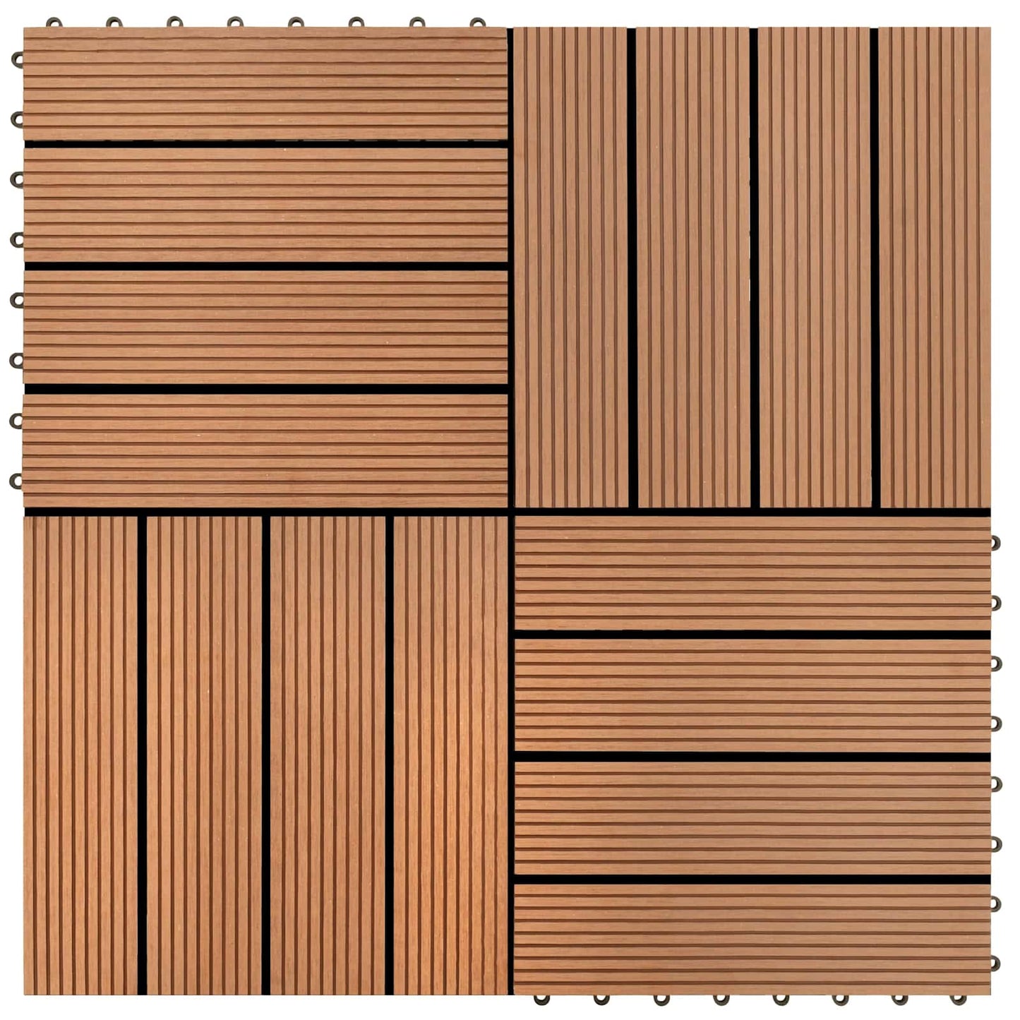 Decking Tile 22 pcs Brown 30 x 30 cm WPC