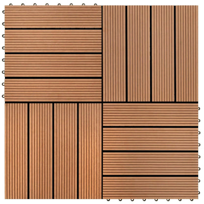 Decking Tile 22 pcs Brown 30 x 30 cm WPC