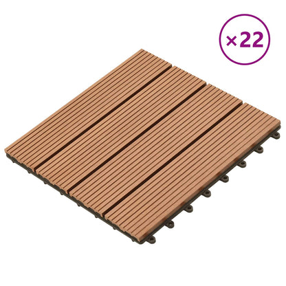 Decking Tile 22 pcs Brown 30 x 30 cm WPC
