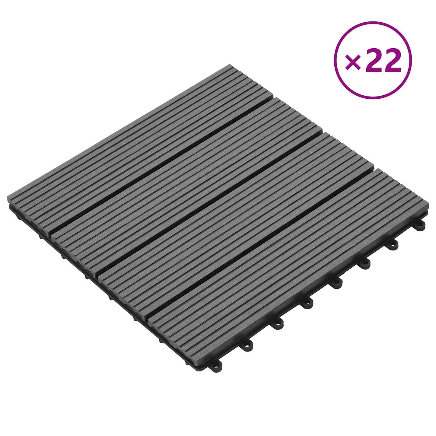 Decking Tile 22 pcs Grey 11.81 x 11.81 in WPC