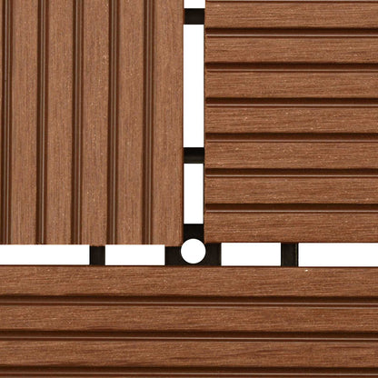 Decking Tile 22 pcs Brown 30 x 30 cm WPC