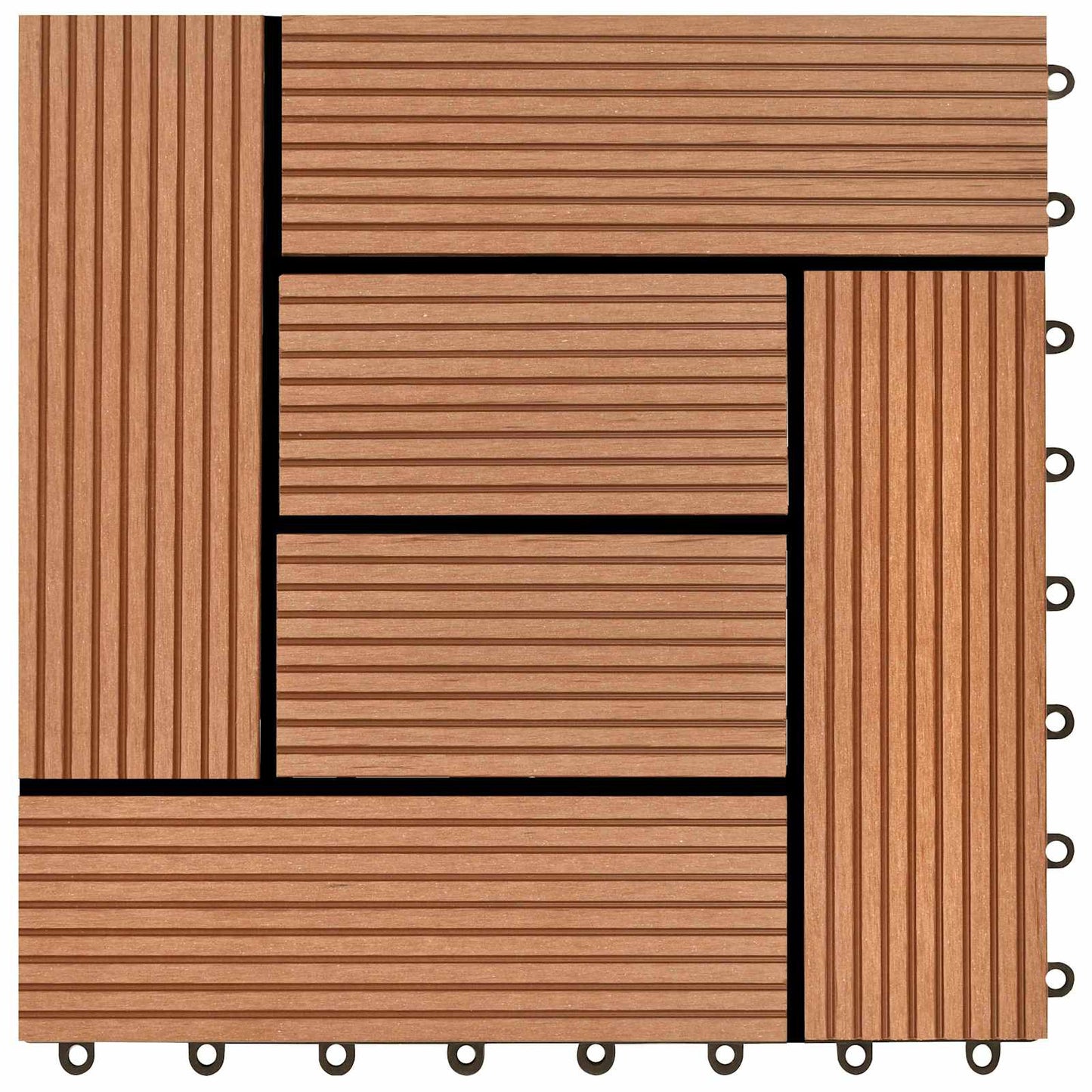 Decking Tile 22 pcs Brown 30 x 30 cm WPC