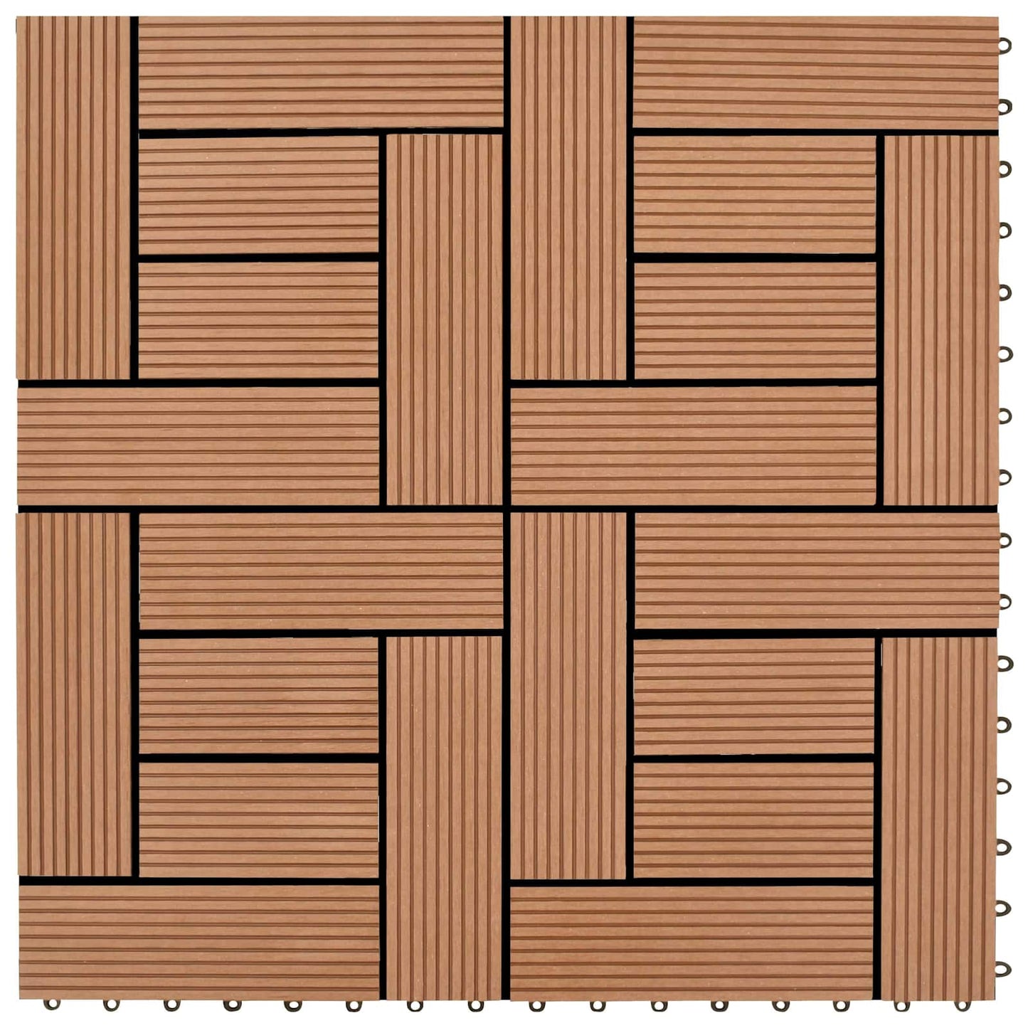 Decking Tile 22 pcs Brown 30 x 30 cm WPC