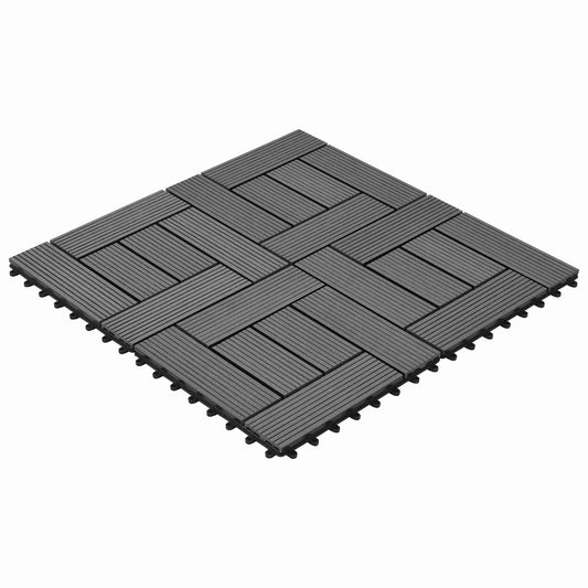 Decking Tile 22 pcs Grey 30 x 30 cm WPC