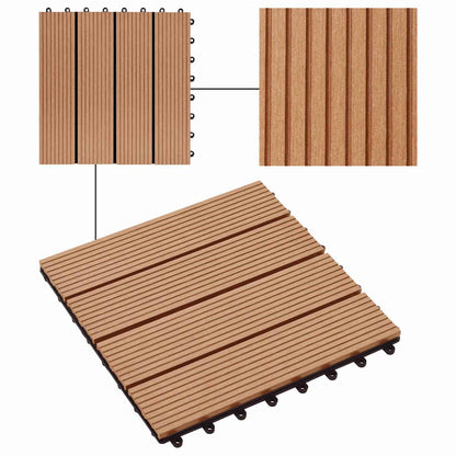 Decking Tile 22 pcs Teak 30 x 30 cm WPC