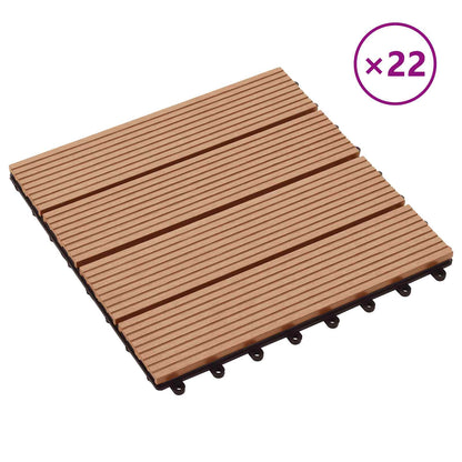 Decking Tile 22 pcs Teak 30 x 30 cm WPC