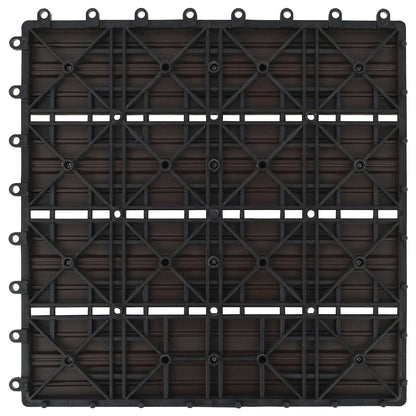Decking Tile 22 pcs Dark Brown 30 x 30 cm WPC