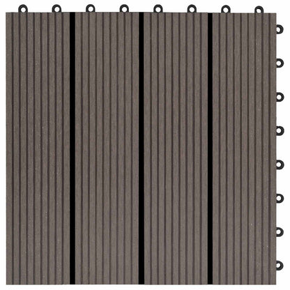 Decking Tile 22 pcs Dark Brown 30 x 30 cm WPC