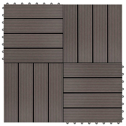 Decking Tile 22 pcs Dark Brown 30 x 30 cm WPC