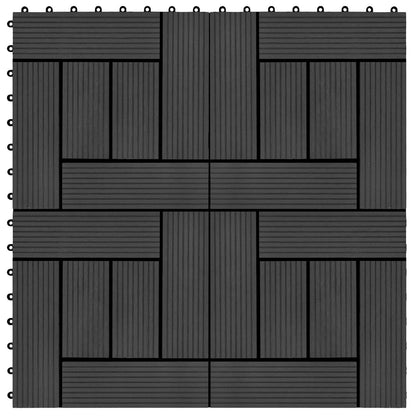 Decking Tile 22 pcs Black 30 x 30 cm WPC