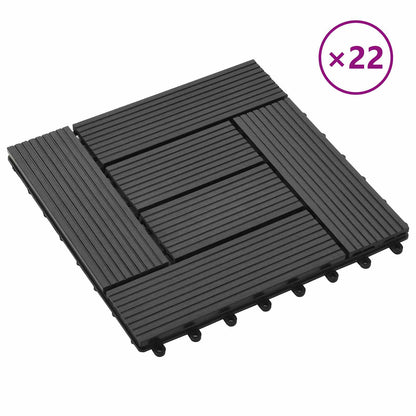 Decking Tile 22 pcs Black 30 x 30 cm WPC