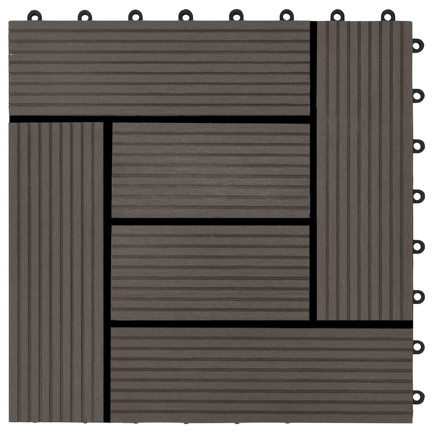 Decking Tile 22 pcs Dark Brown 30 x 30 cm WPC