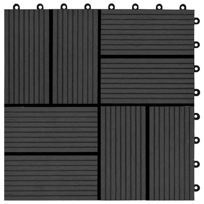 Decking Tile 22 pcs Black 30 x 30 cm WPC