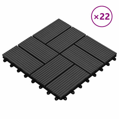 Decking Tile 22 pcs Black 30 x 30 cm WPC