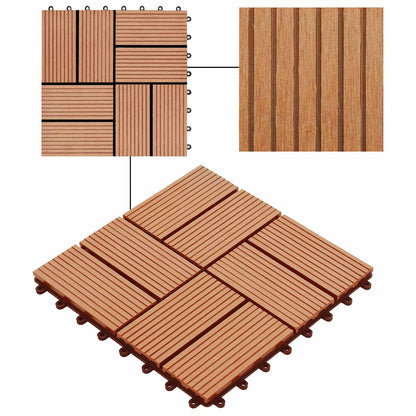 Decking Tile 22 pcs Teak 30 x 30 cm WPC