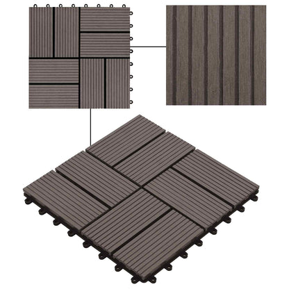 Decking Tile 22 pcs Dark Brown 30 x 30 cm WPC