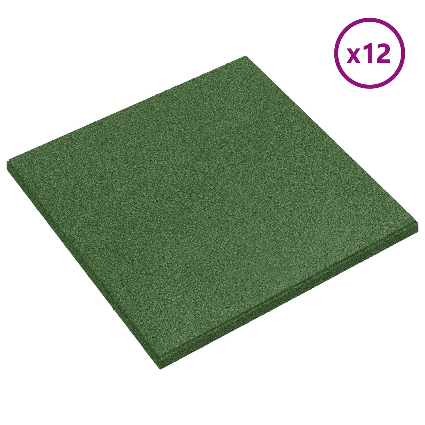 Fall Protection Tiles 12 pcs Green 50 x 50 cm Rubber
