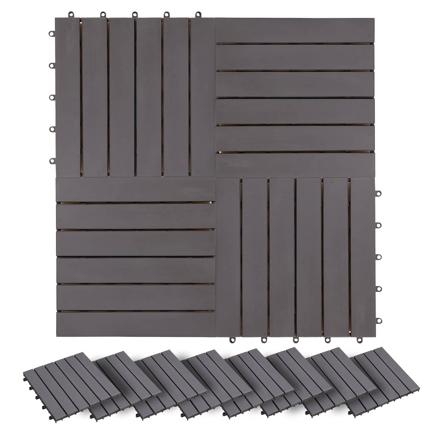Decking Tile 20 pcs Grey 11.81 x 11.81 in Acacia Hardwood