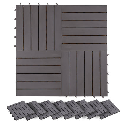 Decking Tile 20 pcs Grey 11.81 x 11.81 in Acacia Hardwood