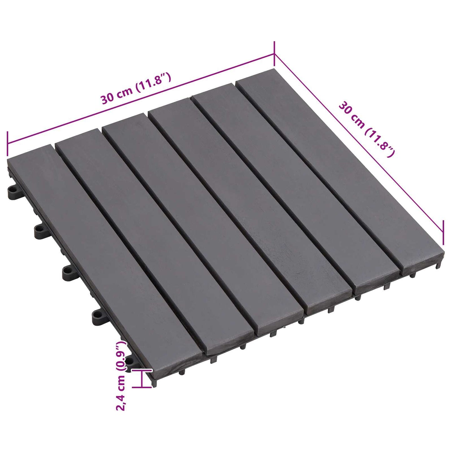 Decking Tile 20 pcs Grey 11.81 x 11.81 in Acacia Hardwood