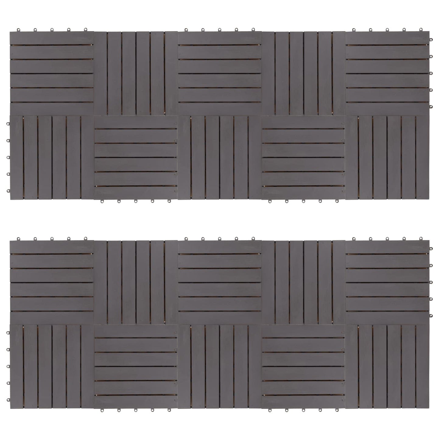 Decking Tile 20 pcs Grey 11.81 x 11.81 in Acacia Hardwood