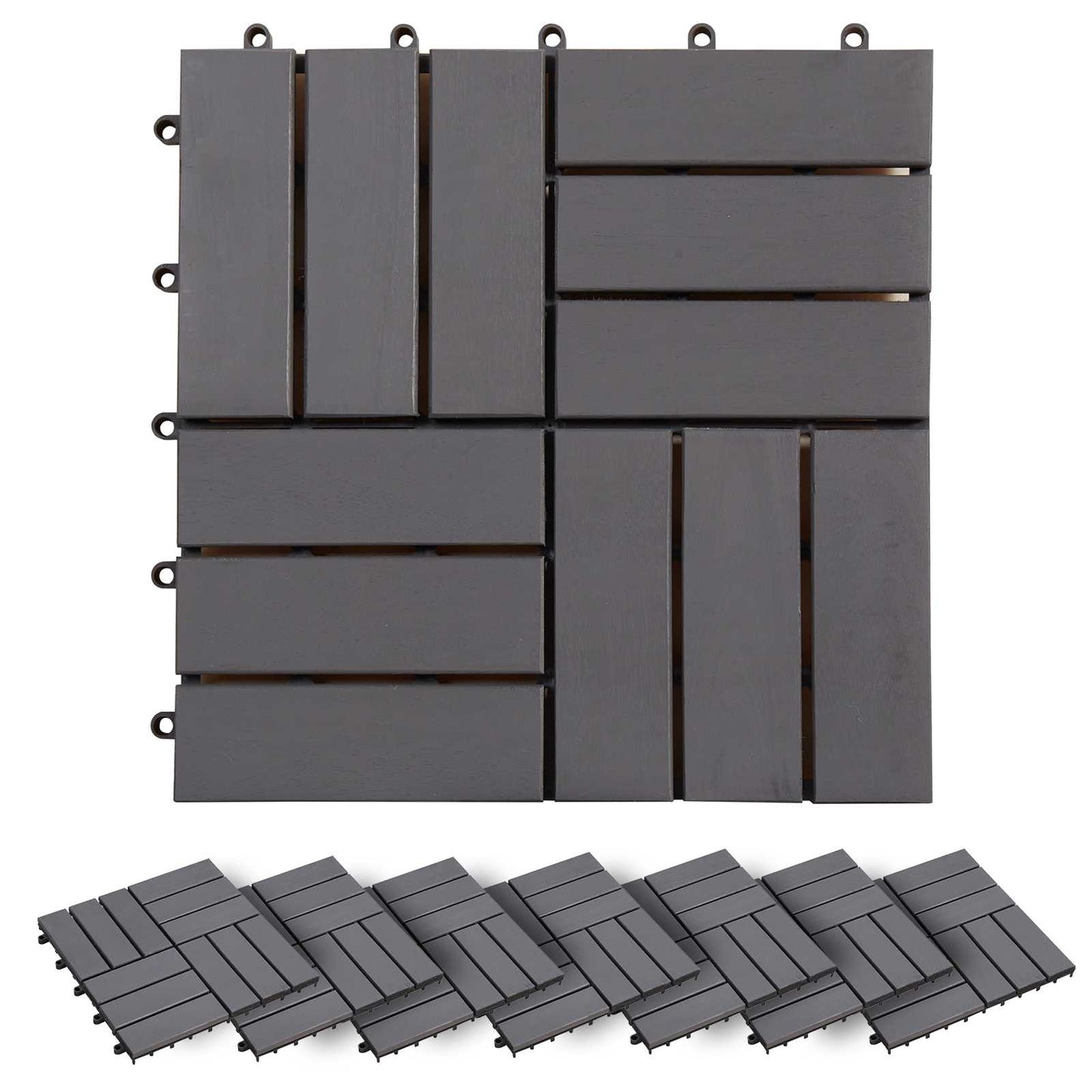 Decking Tile 20 pcs Grey 30 x 30 cm Acacia Hardwood
