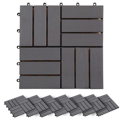 Decking Tile 30 pcs Grey 30 x 30 cm Acacia Hardwood