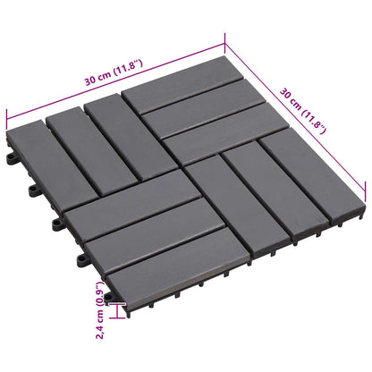 Decking Tile 30 pcs Grey 30 x 30 cm Acacia Hardwood