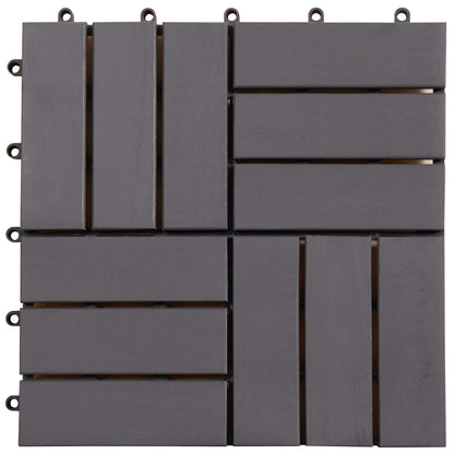 Decking Tile 30 pcs Grey 30 x 30 cm Acacia Hardwood