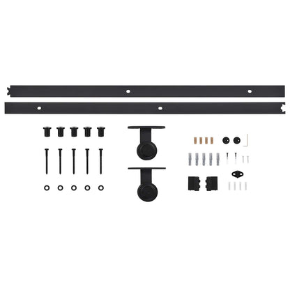 Sliding Door Natural and Black 80 x 210 cm Solid Pine Wood