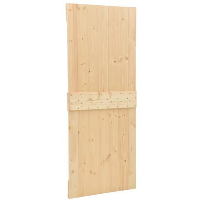 Sliding Door 90 x 210 cm Solid Pine Wood Natural and Black
