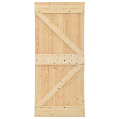 Sliding Door 90 x 210 cm Solid Pine Wood Natural and Black