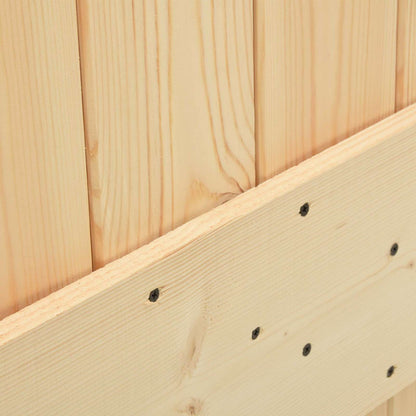 Sliding Door Natural and Black 100 x 210 cm Solid Pine Wood