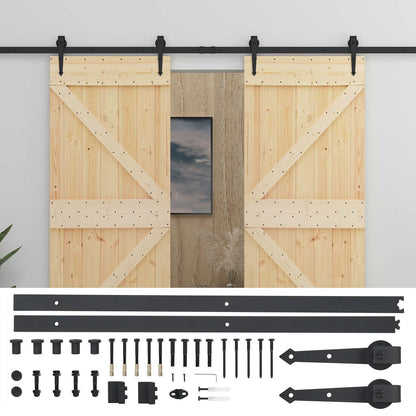 Sliding Door 2 pcs 80 x 210 cm Solid Pine Wood