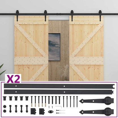 Sliding Door 2 pcs 80 x 210 cm Solid Pine Wood