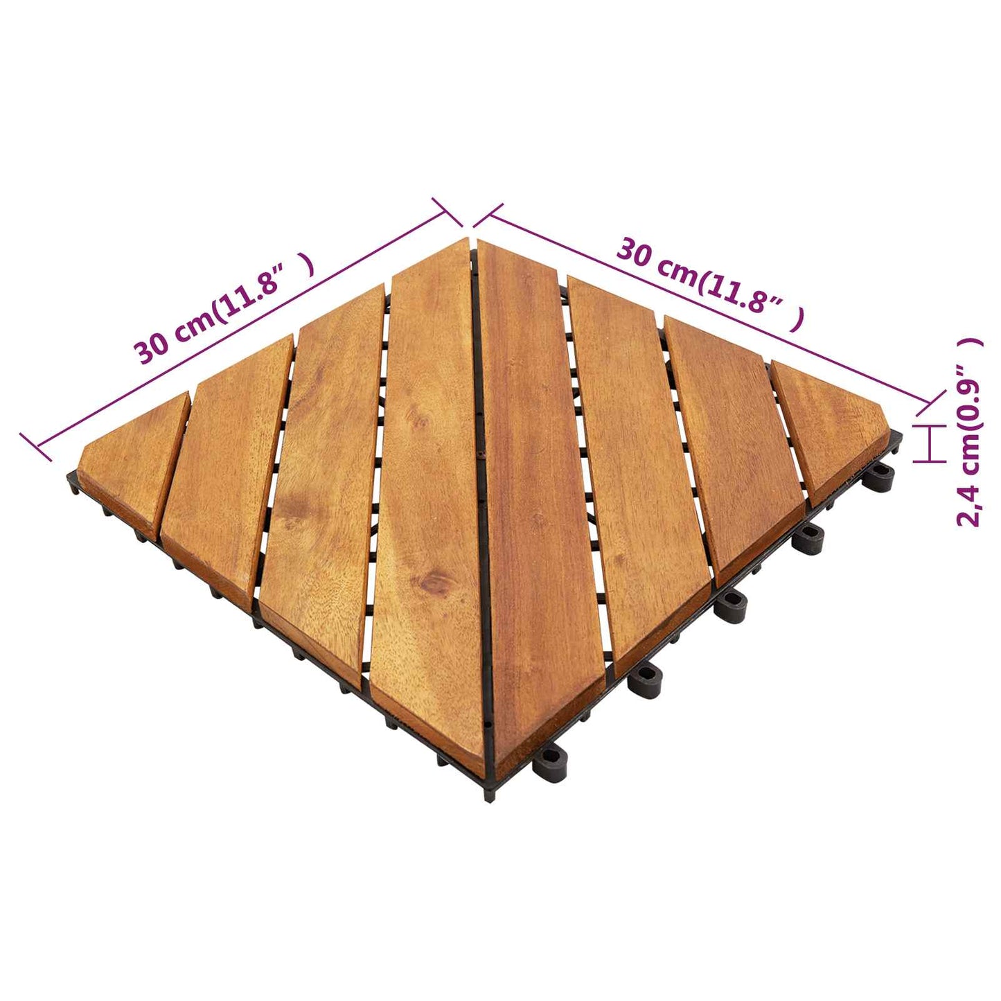 Decking Tile 20 pcs Brown 11.81 x 11.81 in Acacia Hardwood