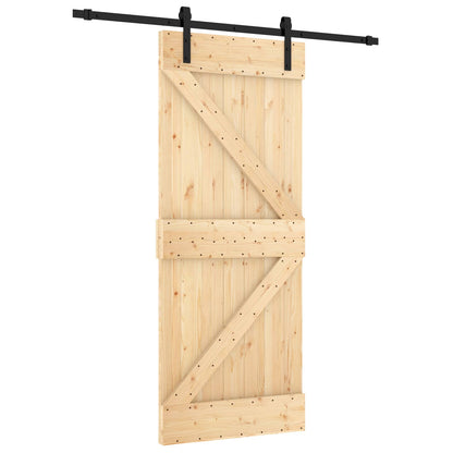 Sliding Door Natural and Black 85 x 210 cm Solid Pine Wood