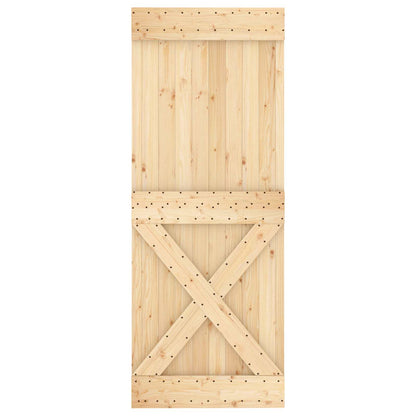 Sliding Door Natural and Black 80 x 210 cm Solid Pine Wood