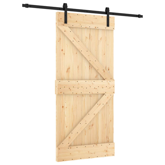 Sliding Door 95 x 210 cm Solid Pine Wood (Untreated)