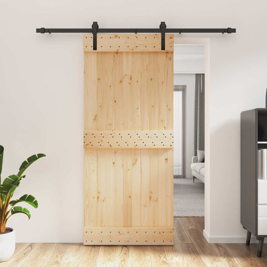 Sliding Door 90 x 210 cm Solid Pine Wood (Untreated)